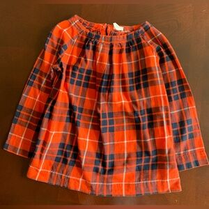 Crewcuts Navy Orange Plaid Pleated Style Top Sz(6-7)